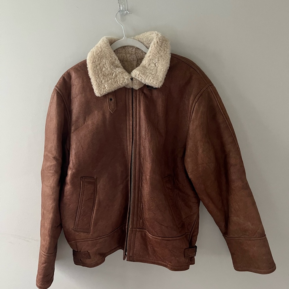 High quality warm leather / Sherpa jacket